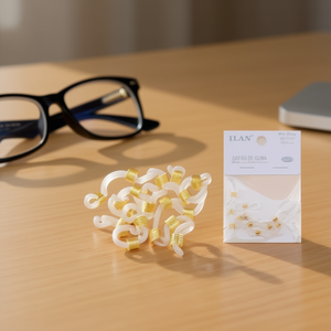 Terminali in gomma per occhiali Ilan 11x21mm Bianco Oro 10 pz - Product Image 3