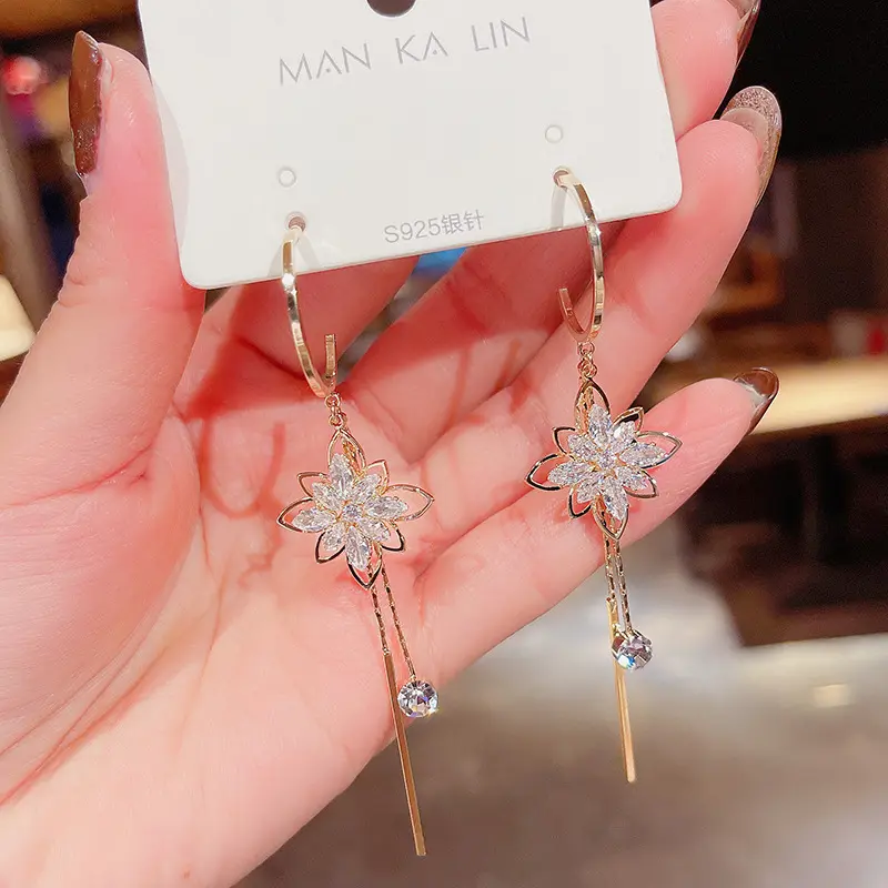 JC Crystal sterling bright diamond stud earrings for women rhinestone earrings chandelier