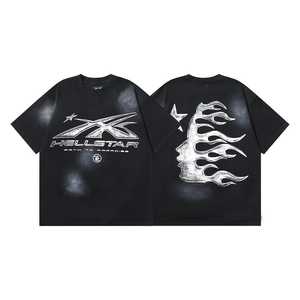 T-shirt da <span class=keywords><strong>uomo</strong></span> in cotone 100% vintage con stampa Hell Star, a maniche corte, lavorazione a maglia larga, casual, alla moda, <span class=keywords><strong>abbigliamento</strong></span> <span class=keywords><strong>estivo</strong></span>, disponibile subito - Product Image 6