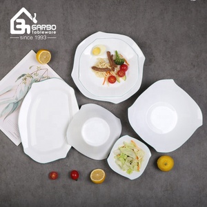 Bol à dessert carré en verre opale blanc trempé, compatible micro-ondes, 6 pouces, avec bord vert, bols à soupe en verre opale, commande en gros en promotion - Product Image 6