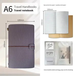 Carnet personnalisé A6 rétro nostalgique en similicuir avec reliure à anneaux, résistant à l'eau et à la saleté, journal de voyage <span class=keywords><strong>TN</strong></span> personnalisable - Product Image 5