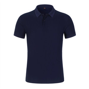 Camisa Polo de Manga Corta Azul Marino Poliéster 220g Color Sólido Transpirable Ropa de Trabajo Uniforme Corporativo Uso Diario - Product Image 1