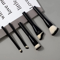 5PCS Kuas Makeup Sintetis Hitam Model Sudut Datar Grosir Produsen Smudge Label Pribadi Kustom Set Kuas Makeup Travel