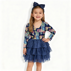 Ruidian bán buôn tùy chỉnh khuôn mẫu bên cô gái dài tay tre tầng vải tuyn Ăn mặc - Product Image 6