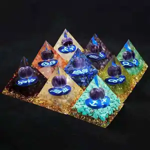 Natural Aries 12 Zodiac Crystals Stone Orgone Pyramid Amethyst Energy Generator Healing Chakra Meditation