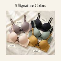 Nouveau Soutien-gorge Push-up 2026 à Texture Gaufrée, Orné de Œillets Dorés, à Lacets, Sans Armature, Bretelles en Satin Réglables, Bonnet 3/4, pour Usage Quotidien