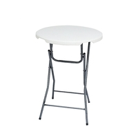 Mesa redonda Moon de 60x74cm de altura, mesa de HDPE, materiales antienvejecimiento, tubo de acero de alta calidad, mesa y sillas para exteriores