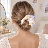 Chouchous en satin à nœud, élastiques à cheveux à volants, imprimé léopard, tie-dye pour femmes et filles, accessoires capillaires, 5 couleurs, vente en gros