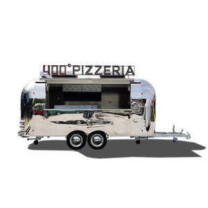 UKUNG 1960s style Airstream trailer with wood fired pizza ovens machine making pizza box pizza vending machine fresh