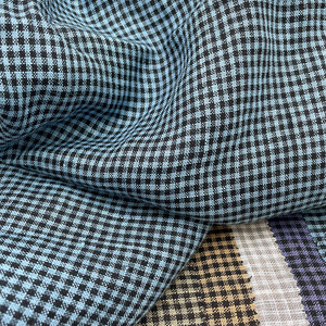 Tessuto per Divani in Lino Puro 100% Ecologico e Traspirante, 120gsm, Tinto in Filo a Quadretti, Morbido Effetto Vintage Premium - Product Image 4