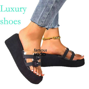 2025 nouveau été femmes Transparent mode boucle carrée plate-forme sandales transfrontalière semelle épaisse décontracté vacances plage - Product Image 6