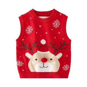 Vente en gros Gilet <span class=keywords><strong>de</strong></span> Noël décontracté avec motif renne pour petites filles et garçons Gilet vintage en tricot côtelé <span class=keywords><strong>de</strong></span> style vintage - Product Image 1