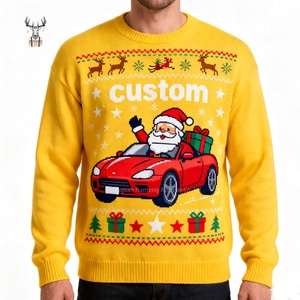 Nanteng Custom 100% Cotton Winter Luxury <strong>Xmas</strong> Party Fun Santa Claus Patterns New Year Knitted <strong>Jumper</strong> <strong>Men</strong> Ugly Christmas Sweater - Product Image 1