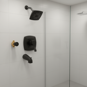 Kit de Accesorios para Baño: Grifo Monomando Negro Mate con Rociador Ajustable de 5.1 Pulgadas para Montaje en Pared - Product Image 2