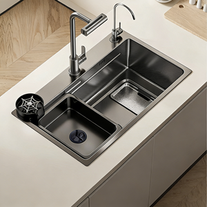 Wastafel Dapur Waterfall Stainless Steel 304 Single Solt Populer 2026 dengan Layar Digital Multifungsi - Product Image 1