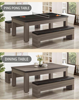 Table de jeu combinée 3-en-1 de 7 pieds en MDF, billard/ping-pong/table à manger, avec banc multifonctionnel pour le divertissement à domicile