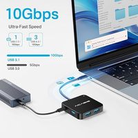 Hub USB-C 6-en-1 10 Gbit/s, Station d'Accueil 4K 60Hz HDMI, Charge PD 100W, Répartiteur de Données 3 USB-A et USB-C pour MacBook, Ordinateur Portable et PC