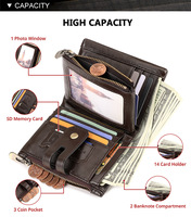 Dompet Pria Kulit Asli Furid dengan Desain Rantai Anti Maling dan Kantong Resleting Anti RFID