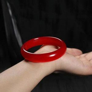 PFT Paloma de hielo Sangre Roja Cuarcita Jade Pulsera de hielo alto Jadeíta roja Tira plana Tira redonda Imitación Ágata roja Pulsera de jade - Product Image 4