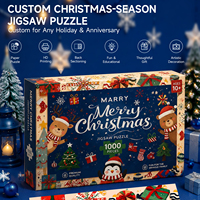 Individuelles Weihnachtsgeschenk Puzzle 1000 Teile Teddybär Hirsch Verschneite Nacht Sterne Weißer Karton HD-Druck Matt-Finish OEM-Fabrik