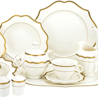 Service de table en porcelaine fine de 57 pièces, vaisselle en porcelaine fine pour 8 personnes
