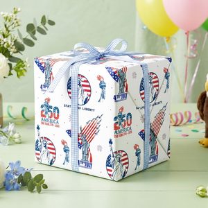 4th Of July <b>Wrapping</b> <b>Paper</b> 17 Inch X 16.5 Feet Patriotic Gift Wrap Statue Of Liberty Usa Flag Design - Product Image 6