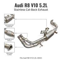 Système d'échappement Catback en acier inoxydable 304 avec soupape de décompression personnalisée pour Audi R8 V10 5.2L 2022+ – Modification sonore de voiture