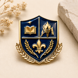 Distintivo Accademico Personalizzato in Smalto Placcato Oro, Distintivo da Bavero in Smalto Duro per Università, Accademie e Organizzazioni - Product Image 1
