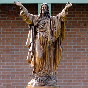 QUYANG scultura a grandezza naturale cattolica religiosa in metallo ottone bronzo cristo gesù statua scultura per chiesa