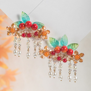 Pinza para el pelo de estilo antiguo con borlas, accesorio para el pelo Hanfu de color rojo etéreo, elementos Han de estilo chino, disfraz retro de estilo antiguo - Product Image 4