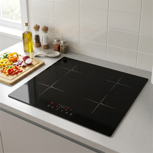 Table de cuisson à induction électrique intégrée de 59 cm, 6800 W, avec 4 zones, commande tactile, plaque vitrocéramique noire, pour appareils de cuisine - Product Image 2