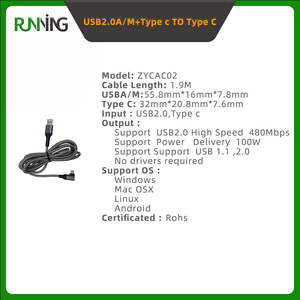 Cable de Datos USB 2.0 A/M+Tipo C a Tipo C, Carga Rápida PD de 100W, 480Mbps de Alta Velocidad, para Cámara y Auriculares, Aleación de Aluminio - Product Image 3