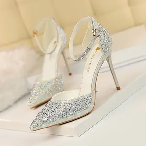 <span class=keywords><strong>Sandali</strong></span> Estivi Sexy <span class=keywords><strong>con</strong></span> Cinturino alla Caviglia Scarpe di Lusso Moda Glitter Punta a Spillo <span class=keywords><strong>Tacco</strong></span> Sottile <span class=keywords><strong>Sandali</strong></span> Firmati da Donna - Product Image 2
