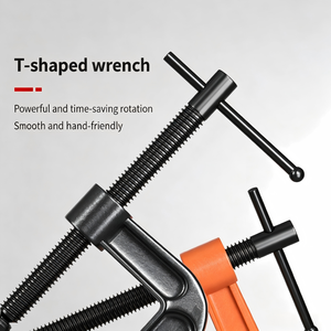 Pince en G robuste à mâchoires larges en acier forgé, pince en C avec tige à vis traitée thermiquement et poignée en <span class=keywords><strong>T</strong></span> pour le travail <span class=keywords><strong>du</strong></span> bois, la métallurgie et l'usage industriel - Product Image 5