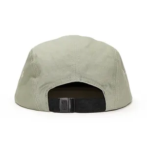 Kustom 5 Panel Katun Kepar Bordir Logo Camp Topi Lari Topi Hijau Tidak Terstruktur