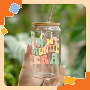 Tasse en verre imprimée sur le thème de la tante avec couvercle et paille – Cadeau d'anniversaire créatif pour tante – Beau cadeau de la part de la <span class=keywords><strong>nièce</strong></span> et du <span class=keywords><strong>neveu</strong></span> - Product Image 5