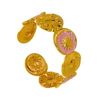 Nouveau bracelet en acier inoxydable émaillé anti-goutte d'huile, avec un design circulaire géométrique unique en forme de soleil, ne se décolore pas