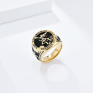 Anillo de San Miguel Arcángel Retro para Hombre, Bajo MOQ, Anillo Masculino de Acero de Titanio con Dragón, para Chicos - Product Image 4