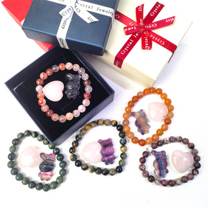 Cristal de guérison spirituelle certifié CE/RoHS Quartz rose arc-en-ciel Fluorite Aventurine rouge Ensemble de bracelets multi-matériaux pour souvenir - Product Image 4