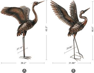 Paquete de 2 Estatuas de Garzas de Acero Inoxidable Pulido para Decoración de Jardín - Product Image 3