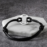 Bracelets à breloques circulaires en or 18 carats avec gravure personnalisée, bracelet en acier inoxydable avec anneau rond gravé personnalisé, cordon réglable