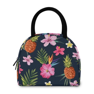 Hawaiian Tropical Flowers Stylish Office Worker Lunch Bag Polyester Insulation Fashionable Outdoor Picnic Cooler Lunch Bag - Product Image 2