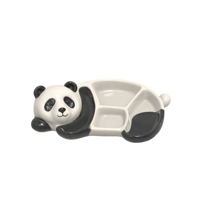 Plateau en céramique multi-compartiments en forme de panda couché, mignon et décoratif