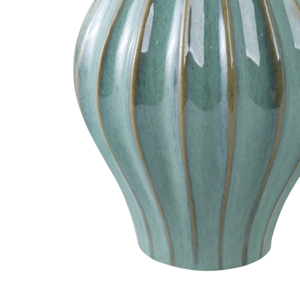 Vaso Decorativo in Ceramica Scanalata con Coperchio, Verde Teal, 12 Pollici, Scultura Decorativa per Soggiorno e Camera da Letto - Product Image 6