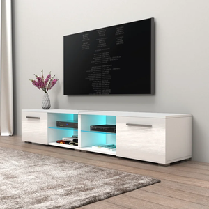 Ensemble Meuble TV en Verre pour Salon et <span class=keywords><strong>Table</strong></span> <span class=keywords><strong>Basse</strong></span>, Meuble TV Moderne avec <span class=keywords><strong>Table</strong></span> <span class=keywords><strong>Basse</strong></span> et Support TV - Product Image 1
