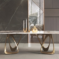 Ensemble de table à manger contemporaine haut de gamme, plateau en pierre brillante extensible avec 6 chaises, mobilier moderne pour la maison, Fujian DT CC 1124
