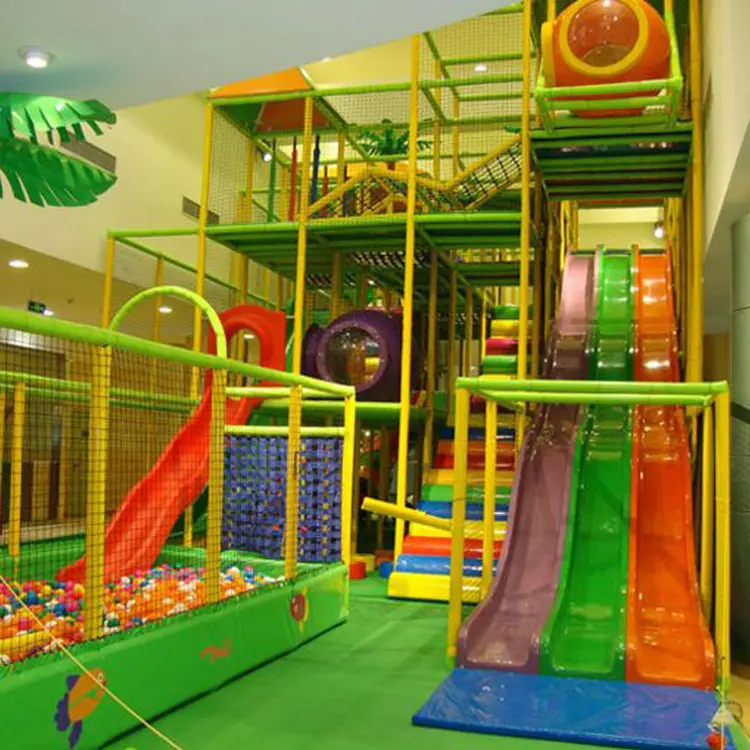 Crianças interativo interior comercial atlético Playground plástico duplo slide parque equipamentos