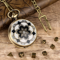 Set dadu Metal Mini dengan kotak Metal Steampunk bunga-dadu RPG untuk pesta, hadiah, koleksi, permainan meja