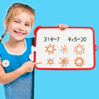 Tableau blanc effaçable à sec Foska PE encadré pour enfants avec stylo et gomme – Tableau d'écriture et de dessin