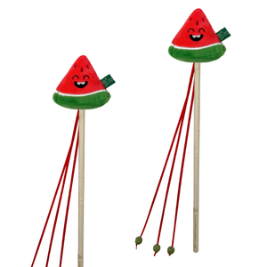 モダンスタイルシミュレートされたサウンドワンドおもちゃスイカとブナウッドスティック猫おもちゃGRSリサイクルポリエステル繊維付き - Product Image 1